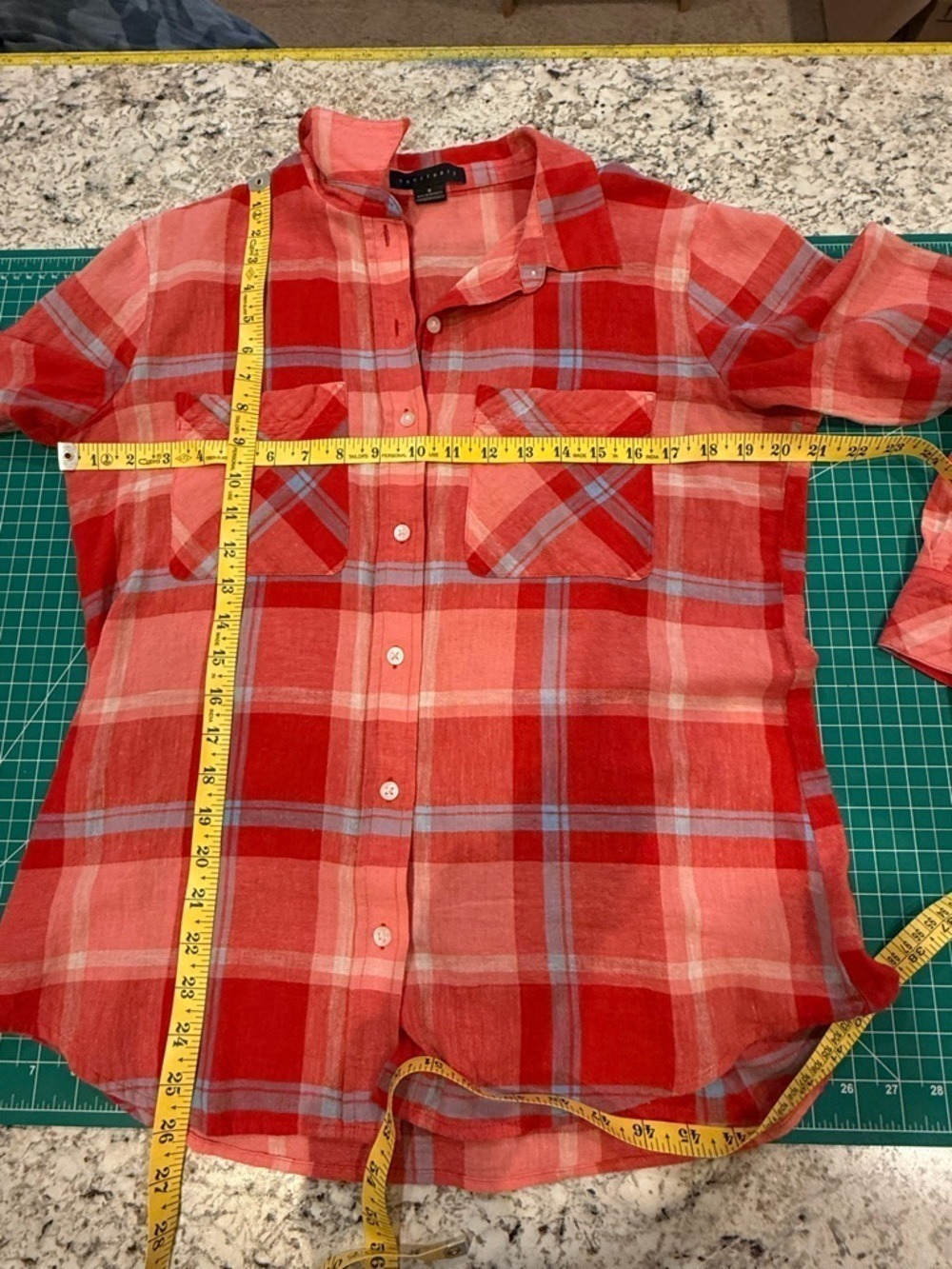Sanctuary Plaid Button Down Shirt Linen Blend Lightweight Top Size Small - Picture 4 of 11